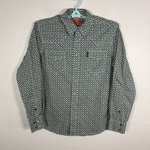 Cinch Shirt Mens Small Blue Pearl Snap Western Long Sleeve Aztec Cowboy Modern‎
